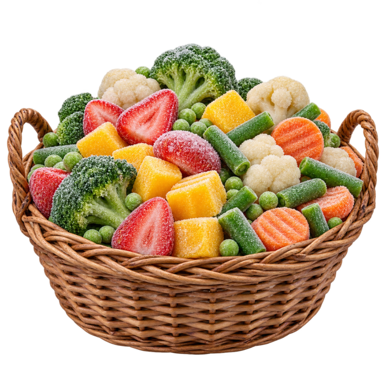 Basket of frozen fruits and vegetables